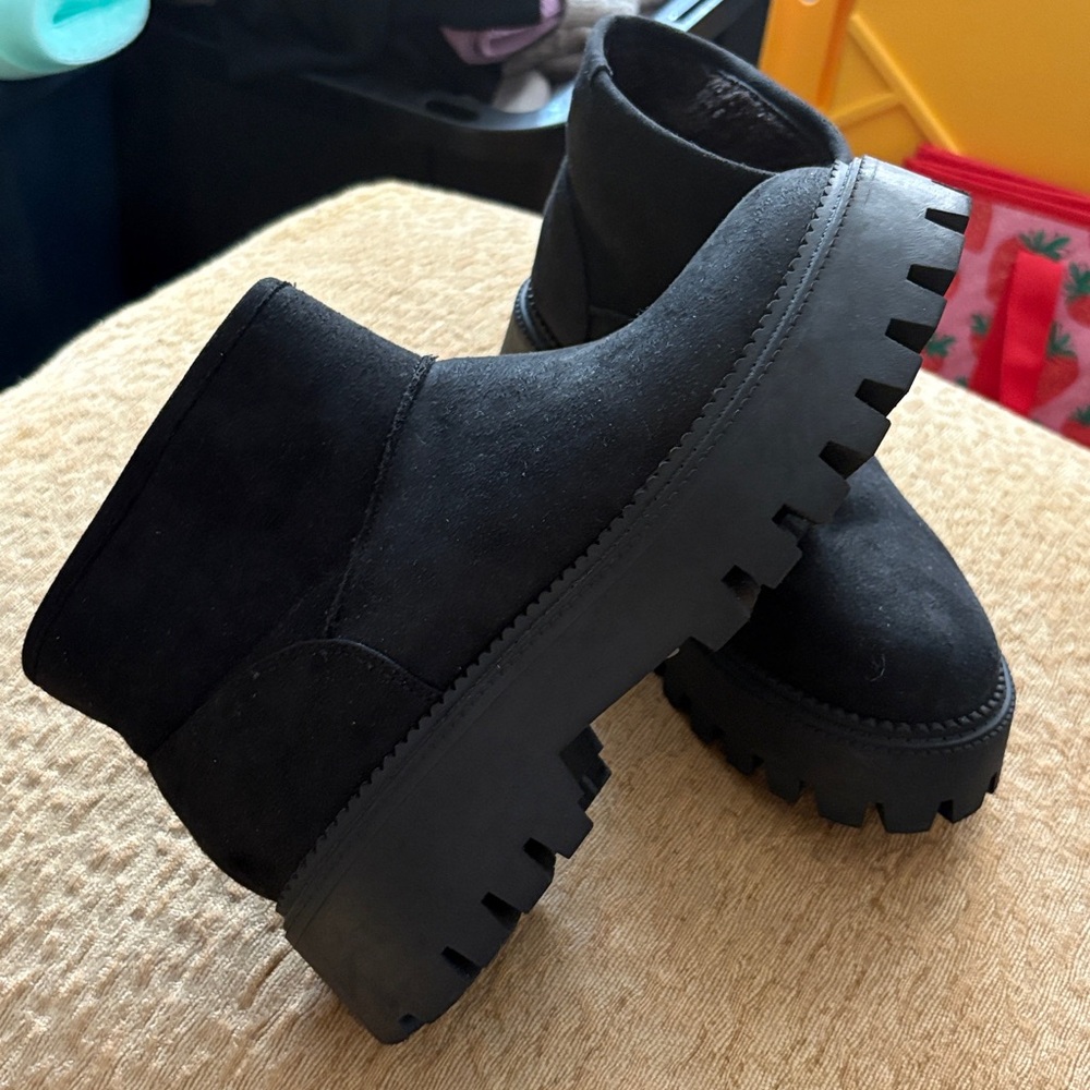 DV by Dolce Vita Black Suede Platform Ankle Booties